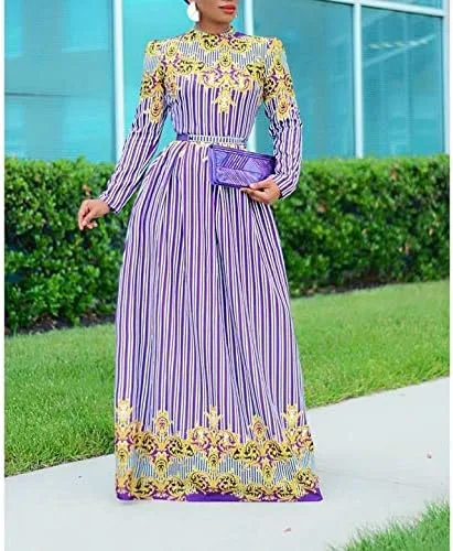 Vista 3 de VERWIN vestido midi de manga larga con cuello de lazo patchwork una línea de color block para mujer