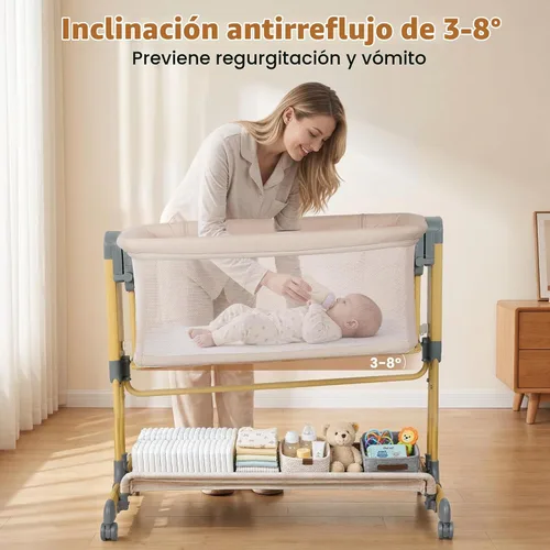 Vista 7 de Ezebaby Cuna mecedora 3 en 1, moisés estable y seguro Beige