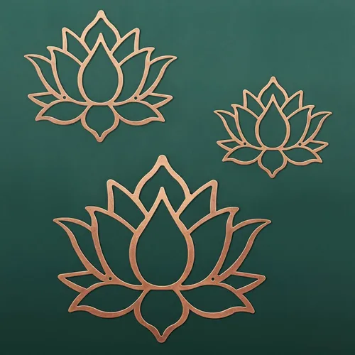 Vista 8 de Ferraycle 3 piezas de metal flor de loto decoración de pared de metal Zen Lotus Flower arte de pared inhalar señales huecos colgantes silueta Negro