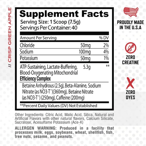 Vista 2 de Purus Labs CONDENSE - Polvo de preentrenamiento, 40 porciones (manzana verde crujiente)