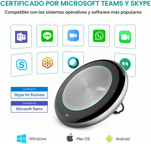Vista 5 de Yealink Teams Altavoz Certificado con Micrófono Inalámbrico Bluetooth para Conferencias y Reuniones CP700 Reducción de Ruido Oficina en Casa