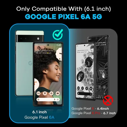 Vista 2 de AACL [Paquete de 3+3] Protector de pantalla de vidrio templado para Google Pixel 6a 5G de 6.1 pulgadas [2022] con protector de lente de cámara