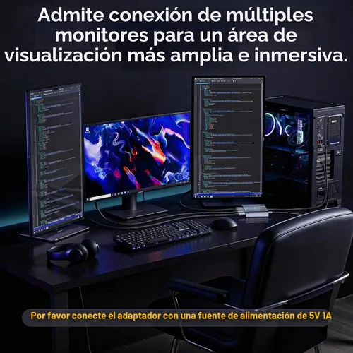 Vista 6 de Adaptador DisplayPort a HDMI 1 en 3 salidas 4K60Hz, divisor de puerto de pantalla extendida a divisor de puerto de pantalla extendida para 3