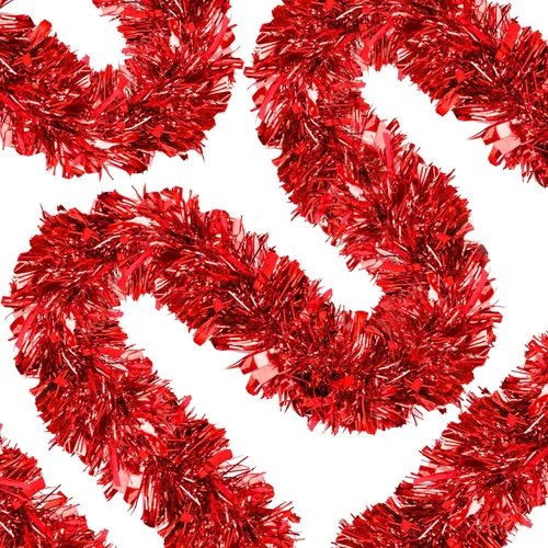 Vista 9 de Guirnalda de oropel de Navidad de 33 pies, guirnalda gruesa de oropel para decoración del árbol de Navidad, guirnalda metálica para Navidad