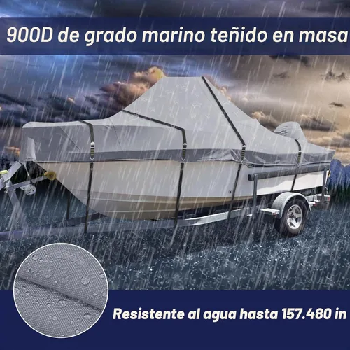 Vista 6 de 900D - Funda para botes con consola central, con correas de hebillas metálicas completas a prueba de viento, resistente para botes con consola Gris