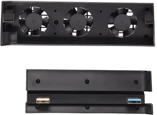 Vista 4 de Ventilador de refrigeración y concentrador USB para PS4 Slim, enfriador controlado por sensor de temperatura automático y adaptador divisor USB