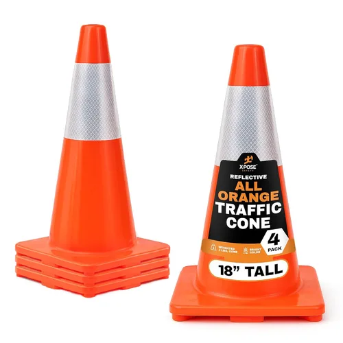 Vista 26 de Xpose Safety Conos de tráfico naranjas de 12 pulgadas con collar de 4 pulgadas, paquete de 4 conos de seguridad de plástico PVC multiusos