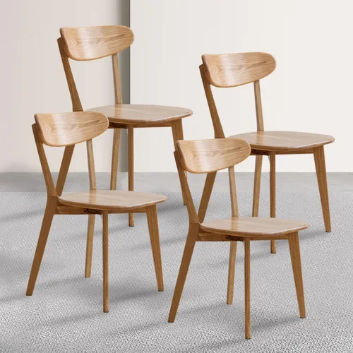 Vista 15 de JUSTONE Mid-Century - Juego de 2 sillas de comedor modernas de madera maciza con respaldo ergonómico, estilo granja para comedor (negro)