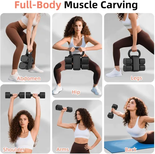 Vista 6 de 2-in-1 Adjustable Dumbbell Set, 4-Level Weights for Women Negro