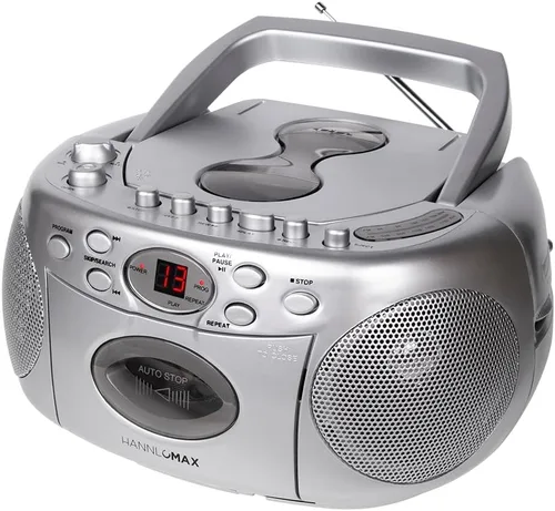 Vista 6 de HANNLOMAX HX-323CD Reproductor de CD portátil, radio AM/FM, grabadora de cassette, grabaciones de CD o radio, conector para auriculares, fuente