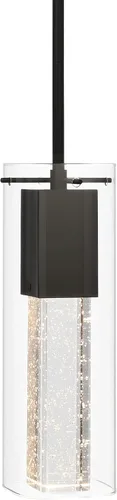 Vista 5 de XiNBEi Lighting Lámpara colgante, moderna cocina negra colgante colgante de iluminación con vidrio cuadrado y bombilla LED XB-P1110-SQ-MB