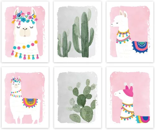 Vista 7 de Andaz Press Póster de arte de pared colgante sin marco para habitación de niños con temática de llama, 8.5 x 11 pulgadas, aguamarina, bonitos