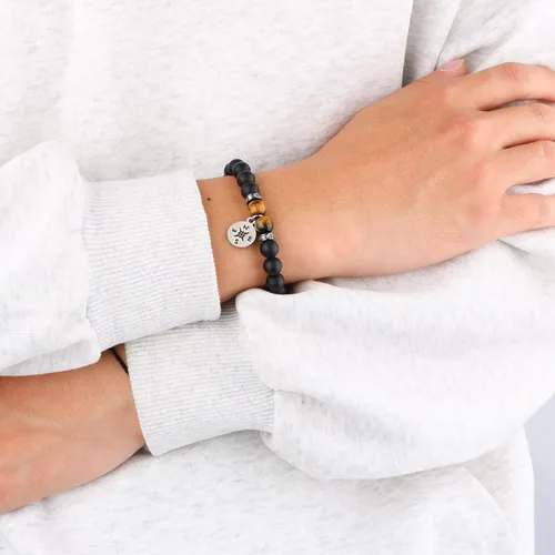 Vista 2 de Pulsera para hombre con diseño de ojo de tigre para hombre, novio, marido, papá, hijo, nieto, hermano, piedra natural, aniversario, Navidad