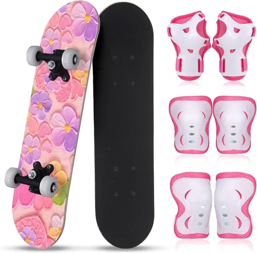 Vista 35 de Honoson Juego de 7 piezas de rodilleras, coderas y muñequeras para patinetas para principiantes y niños pequeños