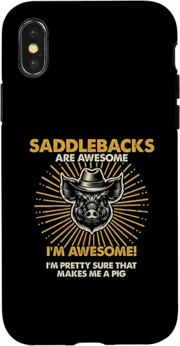 Vista 4 de iPhone 15 Pig Dad Mom Awesome - Funda para sillín de criador de granjeros
