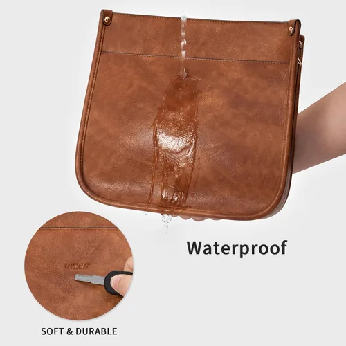 Vista 5 de HKCLUF Bolso cruzado para mujer, 2 piezas, de cuero, con 2 correas ajustables de leopardo, bolsa cruzada