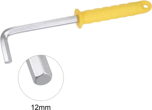Vista 3 de uxcell Llave hexagonal de 0.472 in, herramienta de reparación CR-V de brazo largo en forma de L con mango de plástico