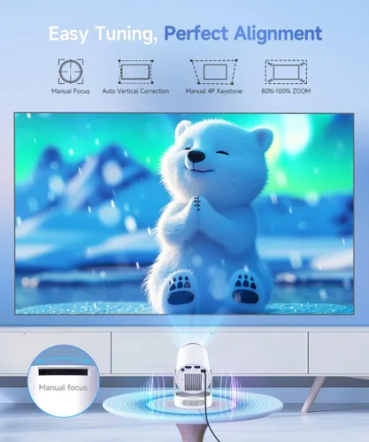 Vista 2 de Magcubic - Miniproyector 2025 4K compatible con WiFi 6 y Bluetooth 5.4, altavoz Soundbase de 5 W, portátil con corrección trapezoidal vertical