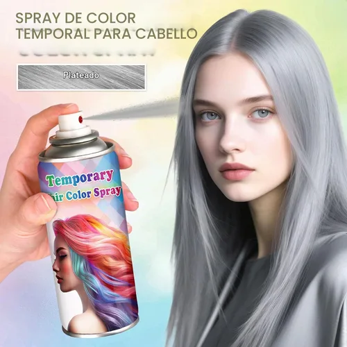 Vista 7 de Spray de color de cabello temporal plateado para mujeres, 4.1 fl oz (plata)
