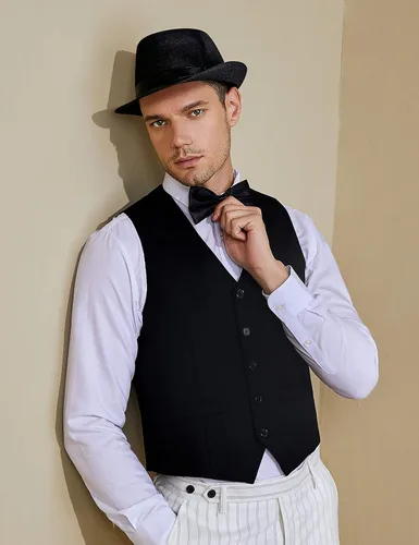 Vista 2 de BABEYOND Conjunto de accesorios de disfraz de Gatsby Gángster de los años 20 para hombre
