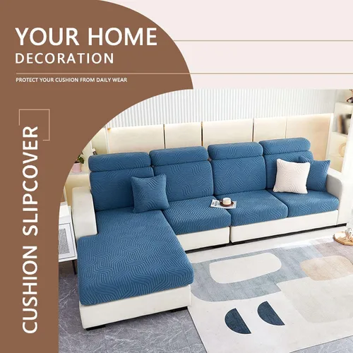 Vista 5 de MBROS Fundas de cojín para sofá modular en forma de L, funda de cojín elástica para silla, sofá biplaza, protector de muebles, tela jacquard