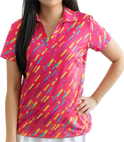 Vista 39 de YATTA GOLF Polo de golf prémium para mujer, ligero, de secado rápido, resistente a las arrugas y absorbe la humedad Aloha Sunrise