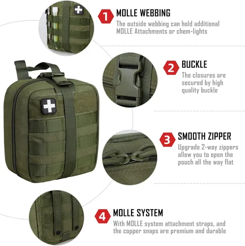 Vista 5 de LIVANS Bolsa de primeros auxilios vacía médica Ifak bolsa Molle EMT bolsas Rip-Away táctico militar trauma emergencia médica bolsa