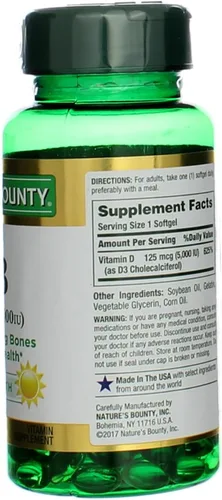 Vista 3 de Nature's Bounty, D 5000 Iu Softgels, 100 ct