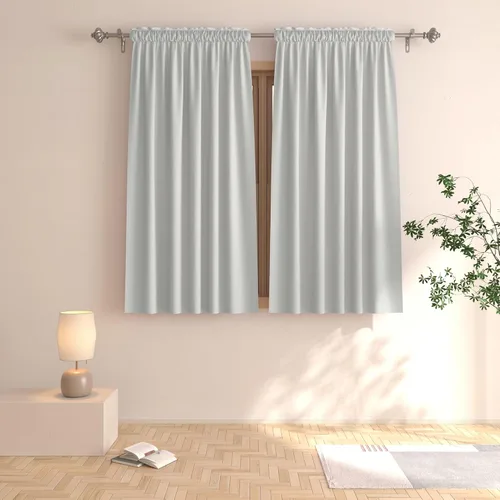 Vista 33 de UPOPO Cortinas beige de 45 pulgadas de largo para oscurecer la habitación, paneles de cortina para ventana, bolsillo para cortinero, cortinas