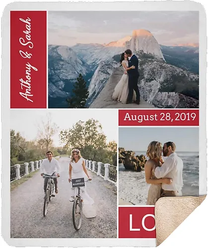 Vista 14 de Manta personalizada con collage de 3 imágenes a todo color. Personalizado de tus fotos y apellido. Manta de forro polar súper suave para bebés