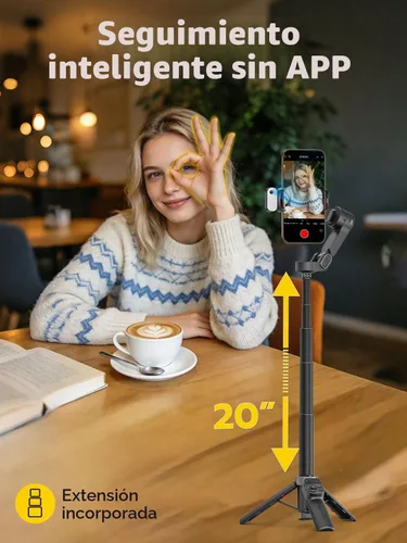 Vista 3 de AOCHUAN Smart X3 AI Gimbal estabilizador para iPhone, módulo de luz de seguimiento de AI