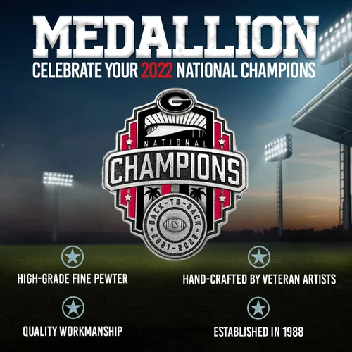 Vista 3 de Heritage Pewter Georgia Bulldogs 2022 National Championship - Vaso de agua de 16 onzas, peltre de metal intrincadamente elaborado