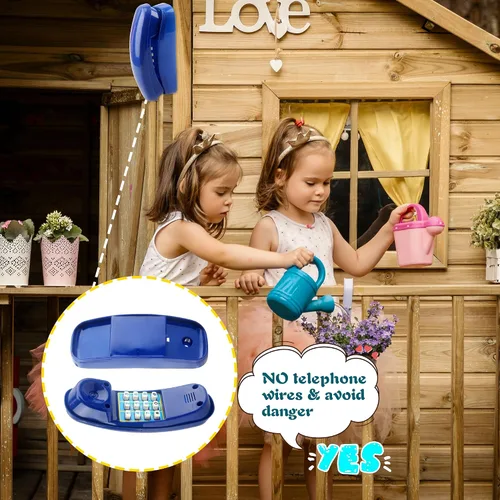 Vista 4 de Swingset - Juguetes para teléfono con llave numérica para niños, patio de recreo, casa del árbol, accesorios de gimnasio de la selva (azul)