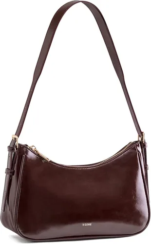 Vista 10 de S-ZONE Bolso de hombro pequeño para mujer, monederos hobo para trabajo y Borgoña
