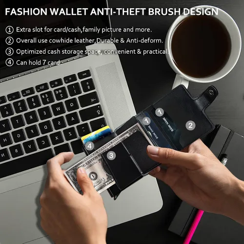 Vista 2 de carteras para hombre, Negro -, Rfid Flip Id Cartera plegable