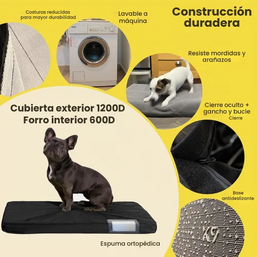 Vista 4 de K9 Ballistics Cama Ortopédica para Jaula Tough Ripstop - Almohadilla Duradera para Perrera con Funda Lavable para Cachorros y Perros Medianos, 35 x
