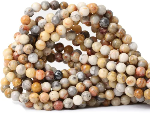 Vista 57 de Cuentas redondas sueltas de ágata estilo antiguo vena de dragón de 6mm, cuentas para diseño de joyas, 60 cuentas Ágata de vena de dragón