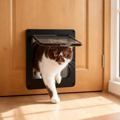 Vista 6 de Fabater Cat Door, Safety Pet Door for Pets Up to 25 Lb, 4 Way Locking Cat Flap Door for Interior Exterior Door, Window and Wall, Weatherproof & Easy