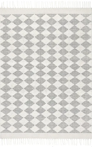 Vista 3 de Rugs USA Fractal - Alfombra de lana de diamante, 2x8, gris