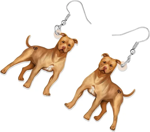 Vista 3 de BONSNY Aretes colgantes de acrílico, divertidos, adorables razas de perros, mascotas, hipoalergénicos, regalo de joyería para mujeres y niñas