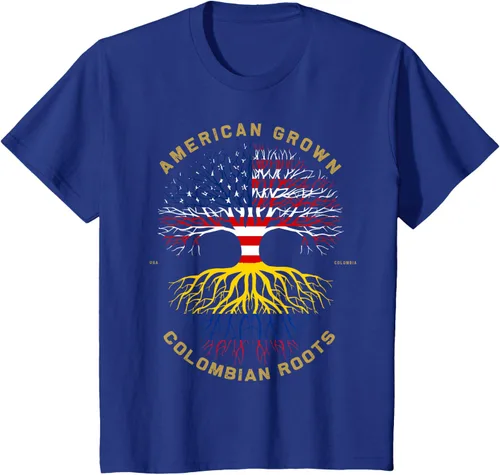 Vista 36 de Camiseta de regalo con la bandera de Estados Unidos con árbol de raíces colombianas
