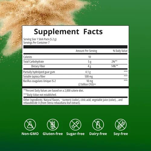 Vista 6 de Metagenics UltraFlora Fibra, Prebiótico y Probiótico - Suplemento de fibra dietética en polvo - Apoya la regularidad intestinal, el equilibrio