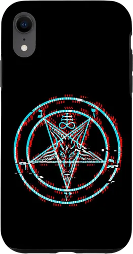 Vista 24 de Funda estética de terror para iPhone 14 Pro Max con pentagrama satánico Baphomet Vaporwave