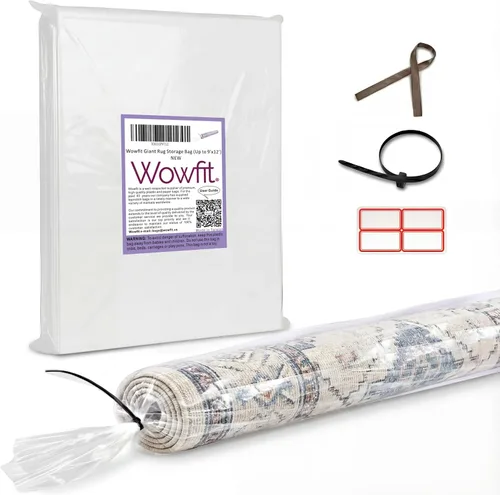Vista 10 de Wowfit Bolsa de almacenamiento grande de plástico para alfombras con cierre de cremallera, resistente para alfombras de hasta 6 x 9 pies, perfecta