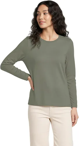 Vista 49 de Lands' End - Camiseta de manga larga, cuello redondo y holgada de algodón Supima cultivado en EE. UU. para mujer Blanco