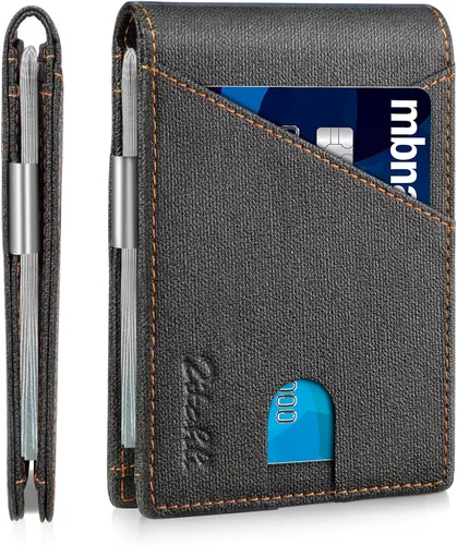 Vista 63 de Zitahli - Billeteras delgadas RFID para hombres, billetera de cuero flexible con clip de dinero, cartera minimalista con bolsillo frontal