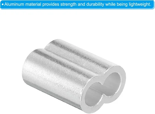 Vista 4 de uxcell 1/4 "0.236 in Aluminio Crimping Loop Sleeve Doble Virola para Cable Cable Cable Línea Extremo, Plata 50pcs