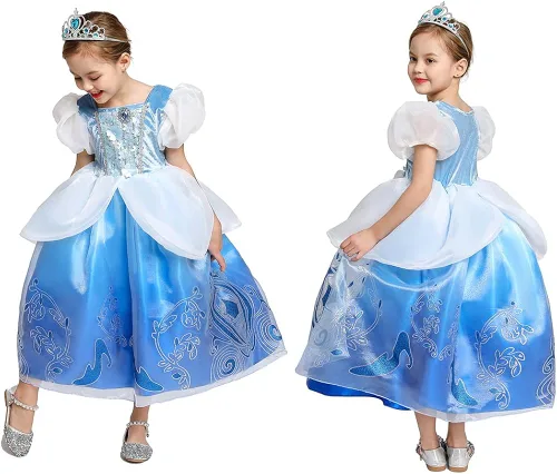 Vista 2 de Kidswant Disfraz de princesa para niñas, vestido de lujo para fiesta, elegante, con accesorios, 2-12 años