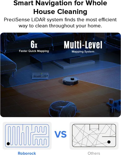 Vista 6 de Roborock Q7 L5 - Robot aspirador y fregona, 8,000 Pa de succión, actualización de Q5 Pro, sistema dual anti-enredo, navegación LiDAR, mapeo