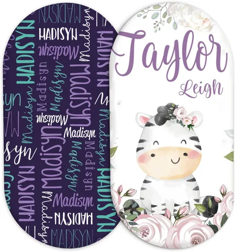 Vista 8 de Juego de 2 sábanas personalizadas para moisés de bebé, ajuste universal para colchón/almohadilla de moisés rectangular, ovalado, de reloj de arena
